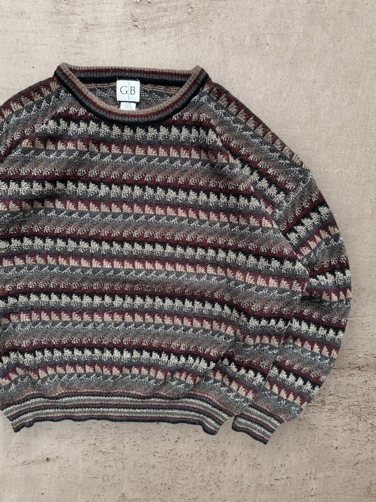 90s Geoffrey Beene Multicolor Knit Sweater - Large