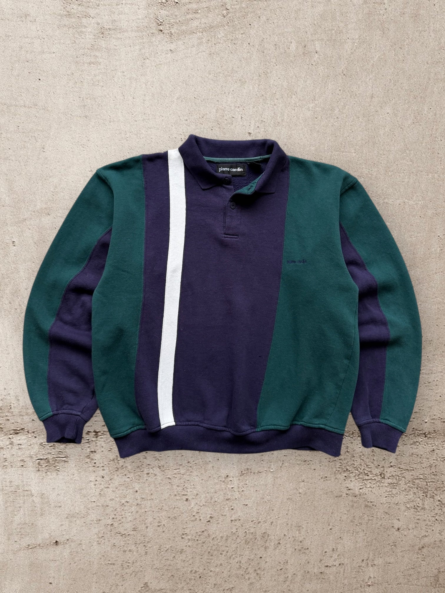 90s Pierre Cardin Color Block Polo Sweatshirt - Medium