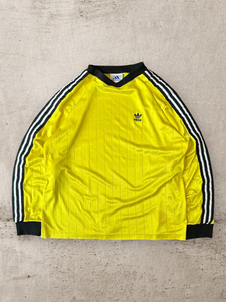 90s Adidas ストライプ ジャージ シャツ - L