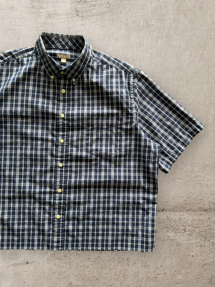 00s George Plaid Cropped Button Up Shirt - XL