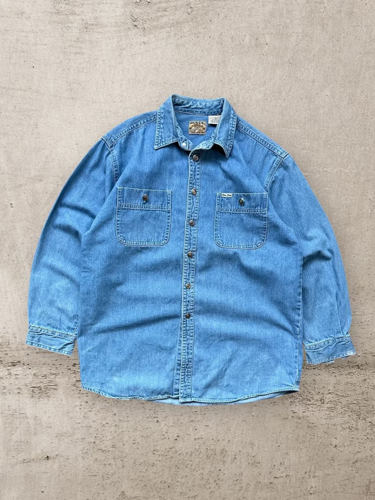 90s Guess Denim Button Up Shirt - Large