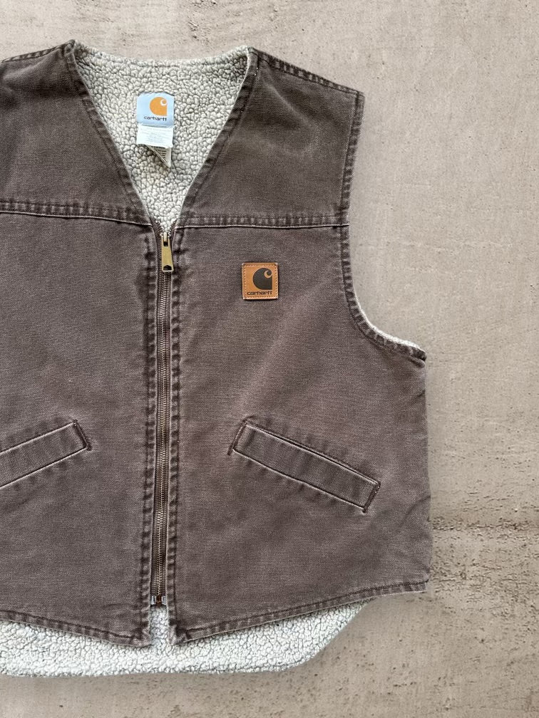 90s Carhartt Sherpa Lined Vest - Large