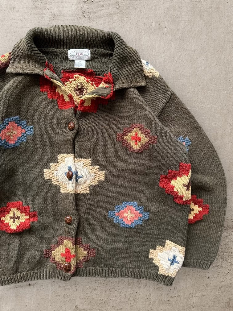 90s Cambridge Dry Goods Multicolor Knit Button Up - Medium