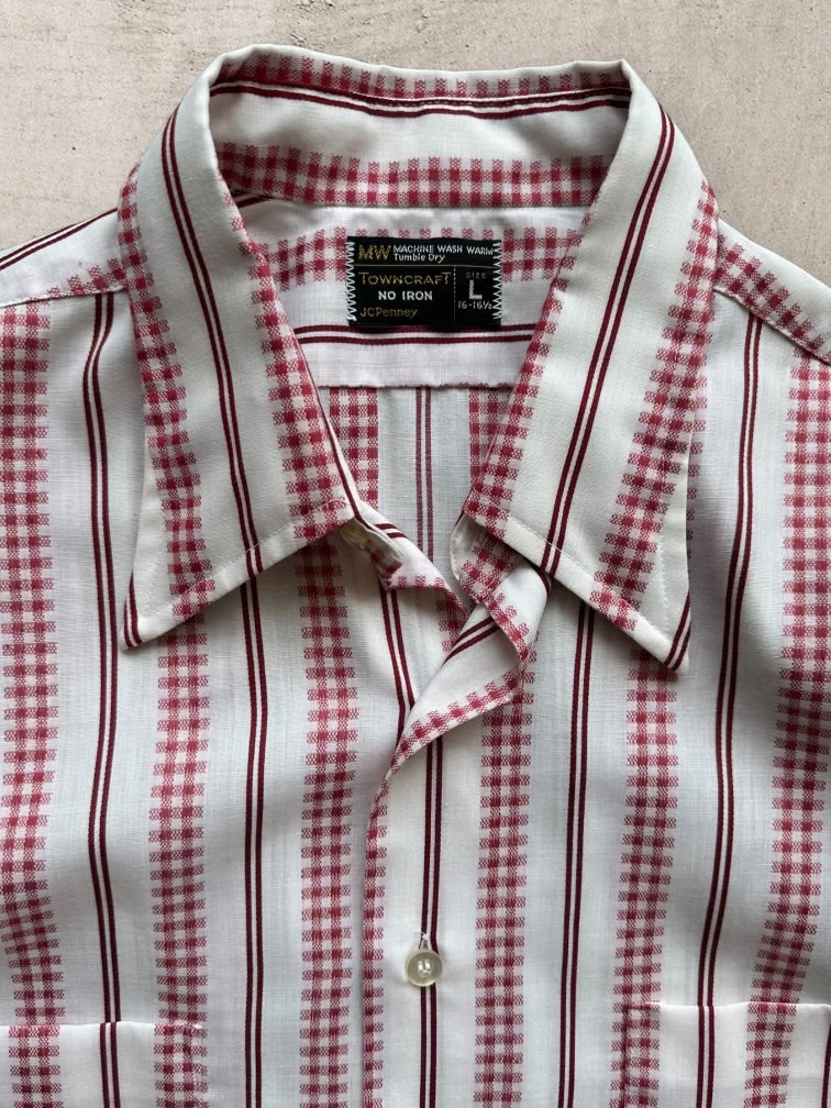 80s JCPenny Striped Button Up Shirt - Large