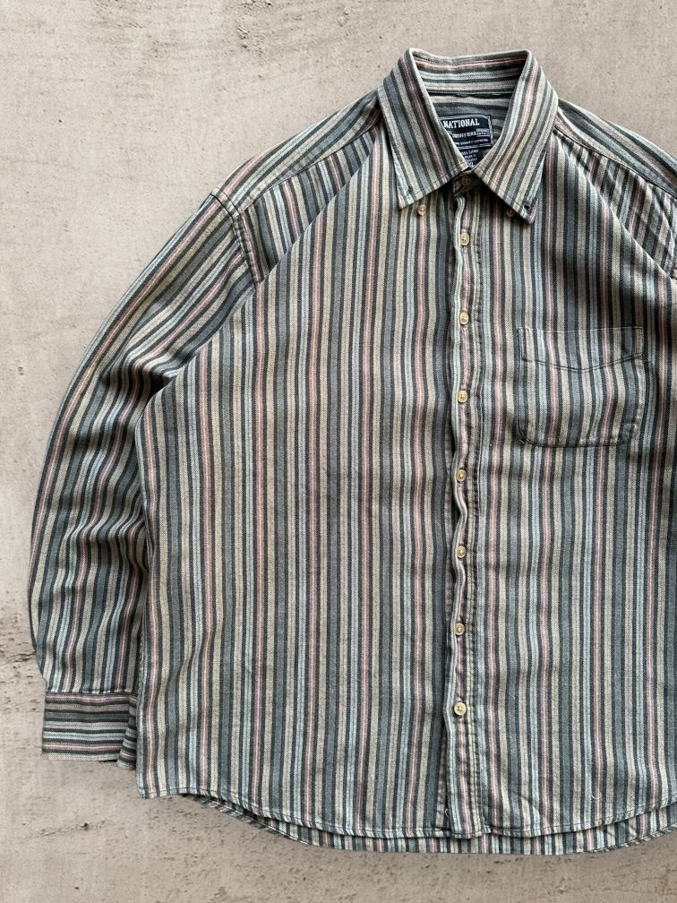 00s National Striped Button Up Shirt - XL