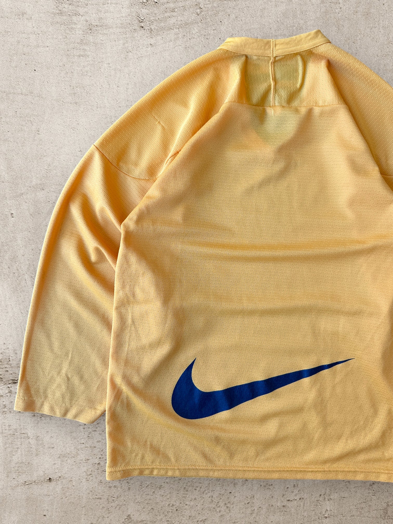 90s Nike Team Yellow Mesh Hockey Jersey - Small