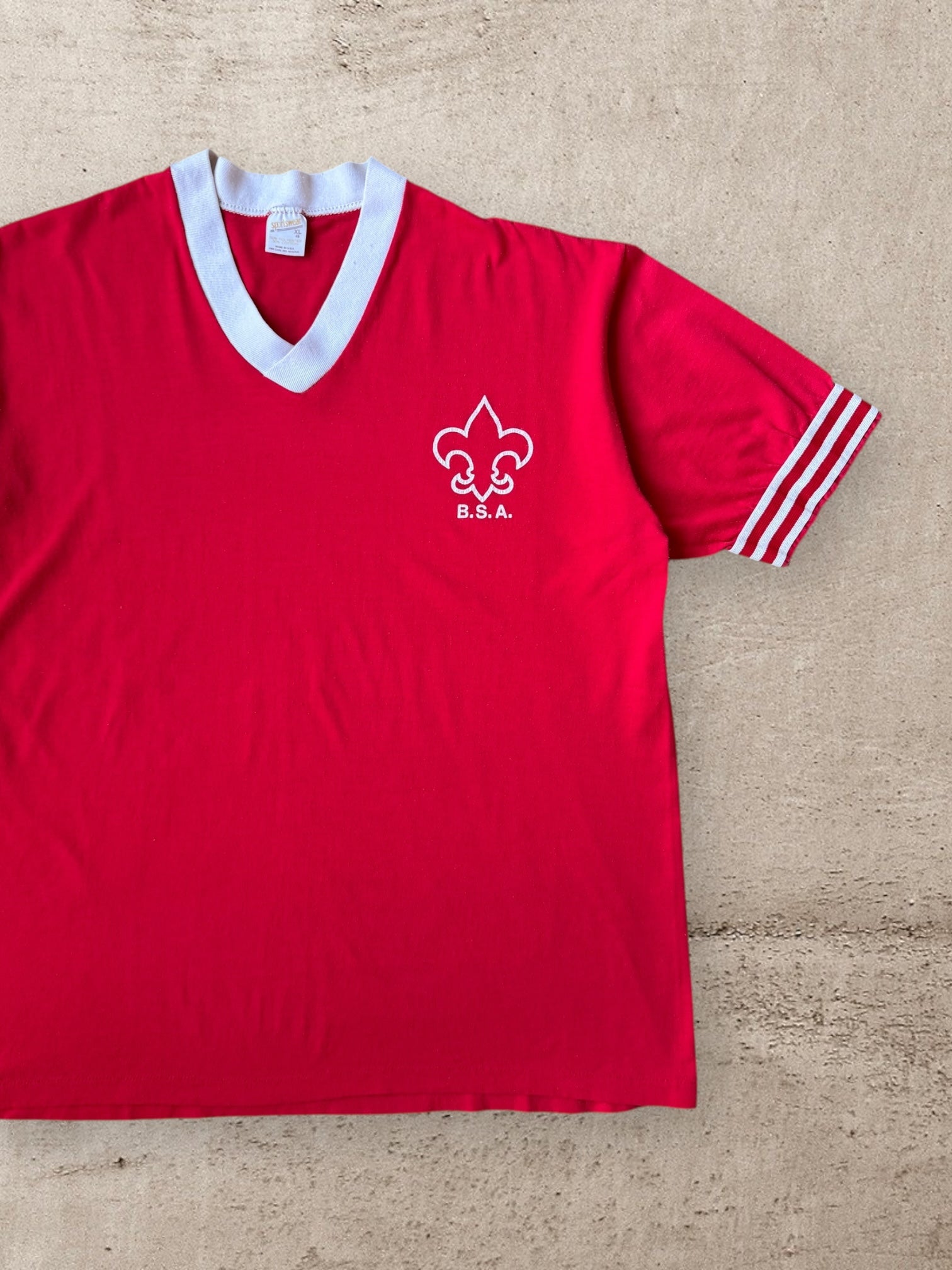 80s B.S.A Striped Ringer T-Shirt - Large