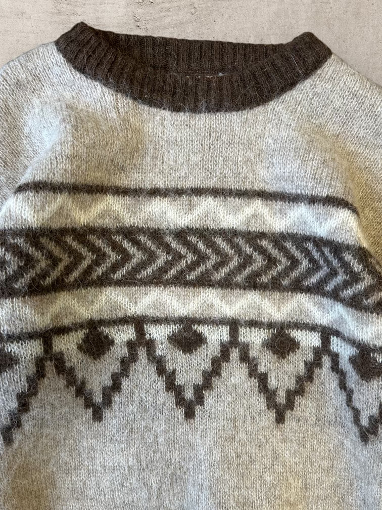 90s Color Block Wool Striped Sweater - Medium
