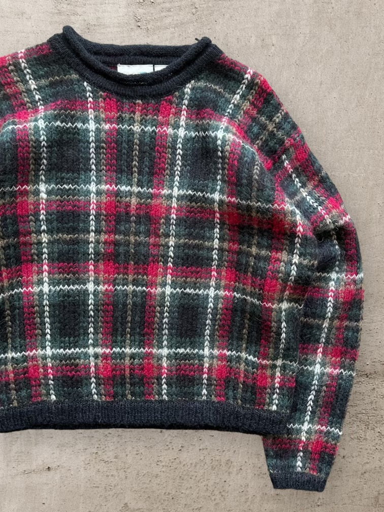 00s Plaid Multicolor Knit Sweater - Small