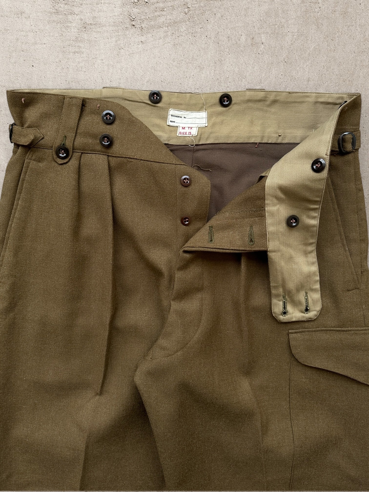 50s/60s Australian Military Wool Cargo Pants - 36”