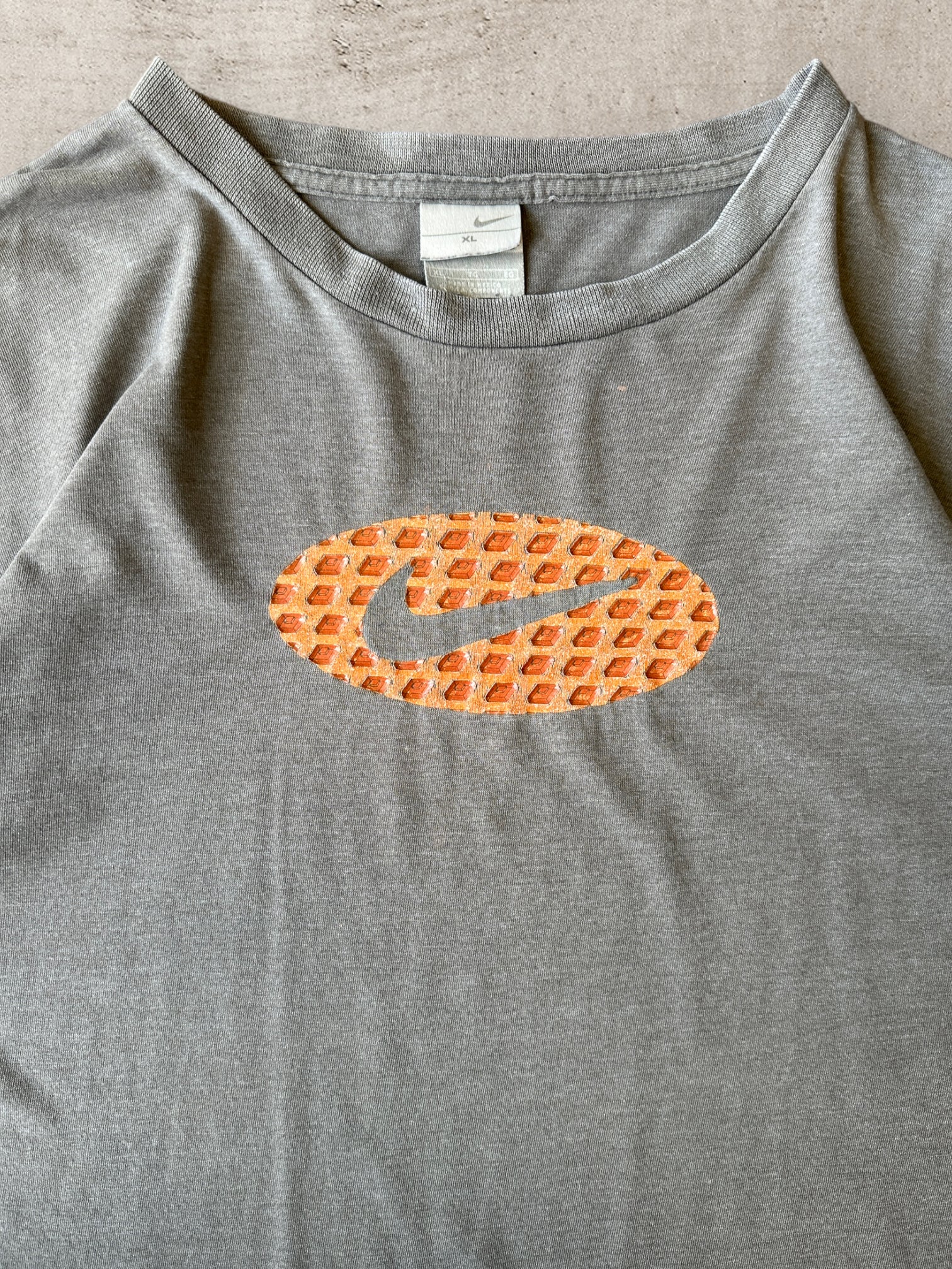 00s Nike Grey Waffle Swoosh T-Shirt - XL