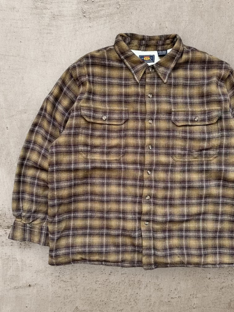 00s Route 66 Sherpa Lined Plaid Button Up Shirt - XL