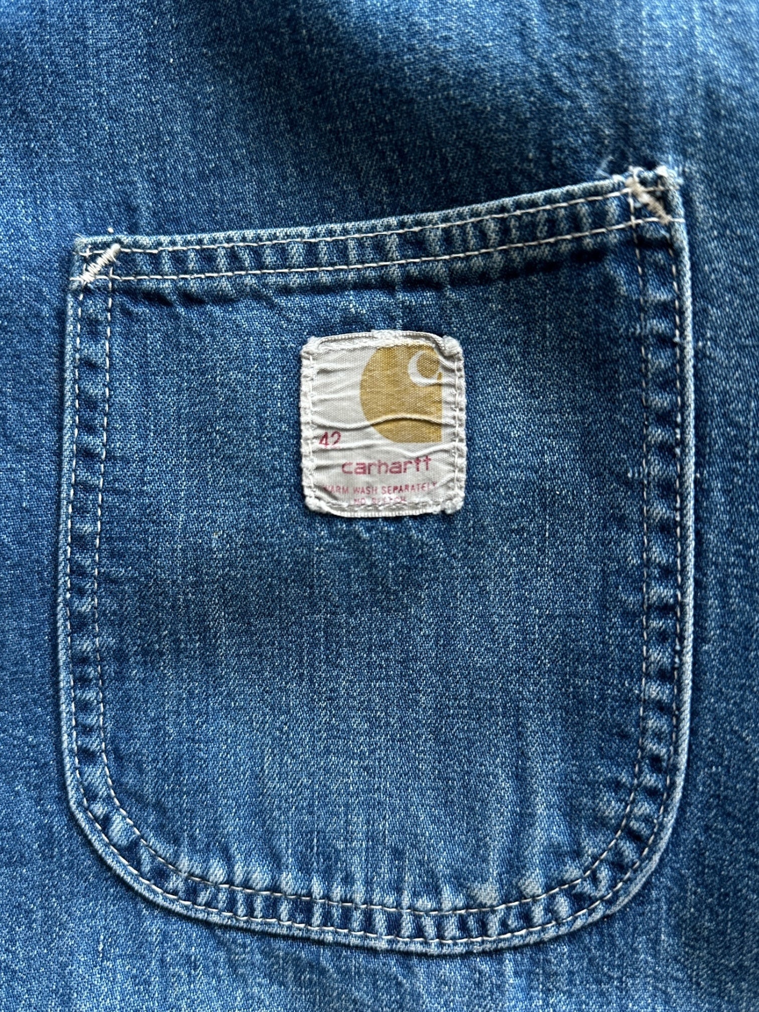 80s Carhartt Wool Lined Denim Chore Jacket - XL