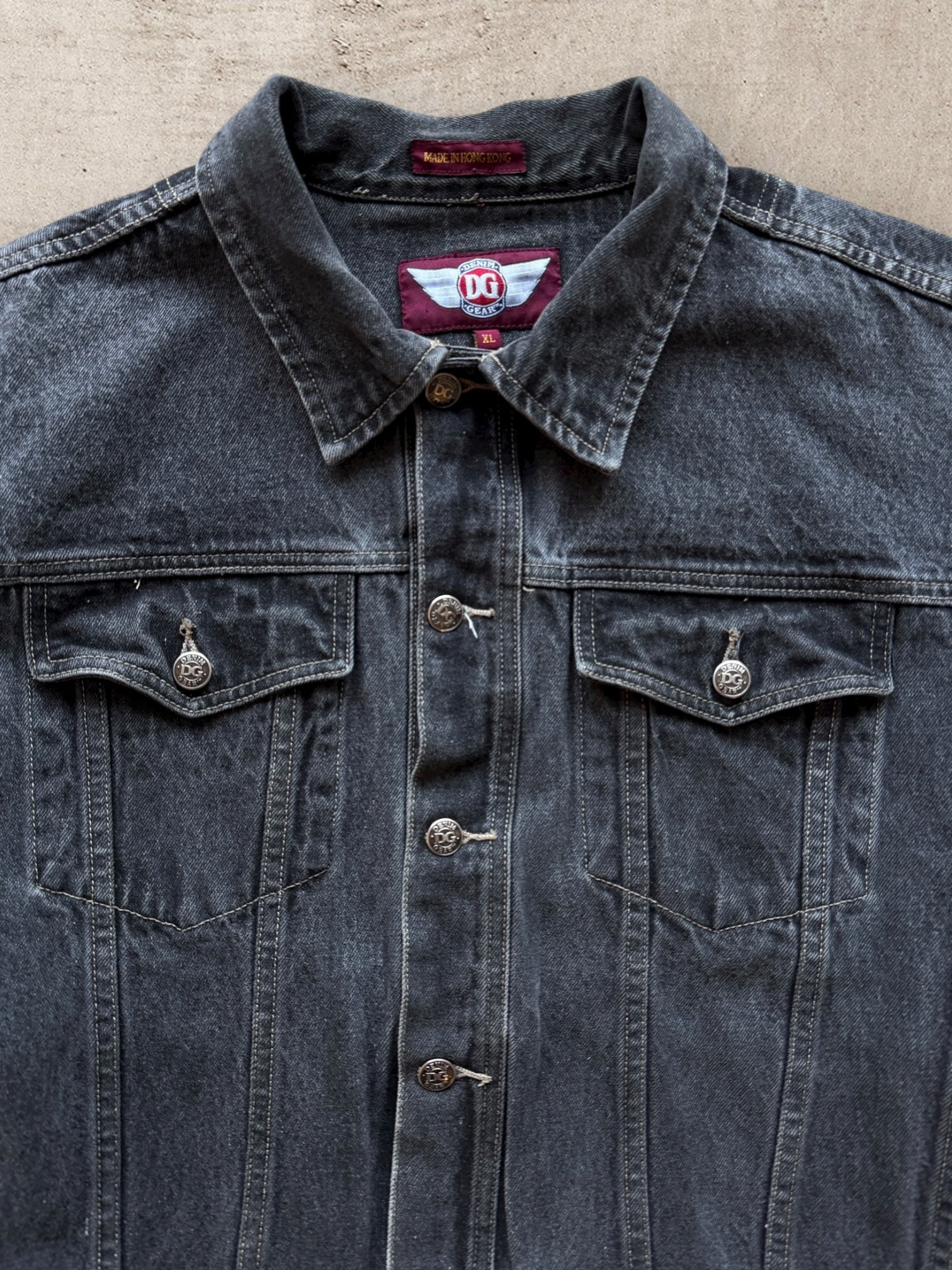 90s DG Black Denim Jacket - XL