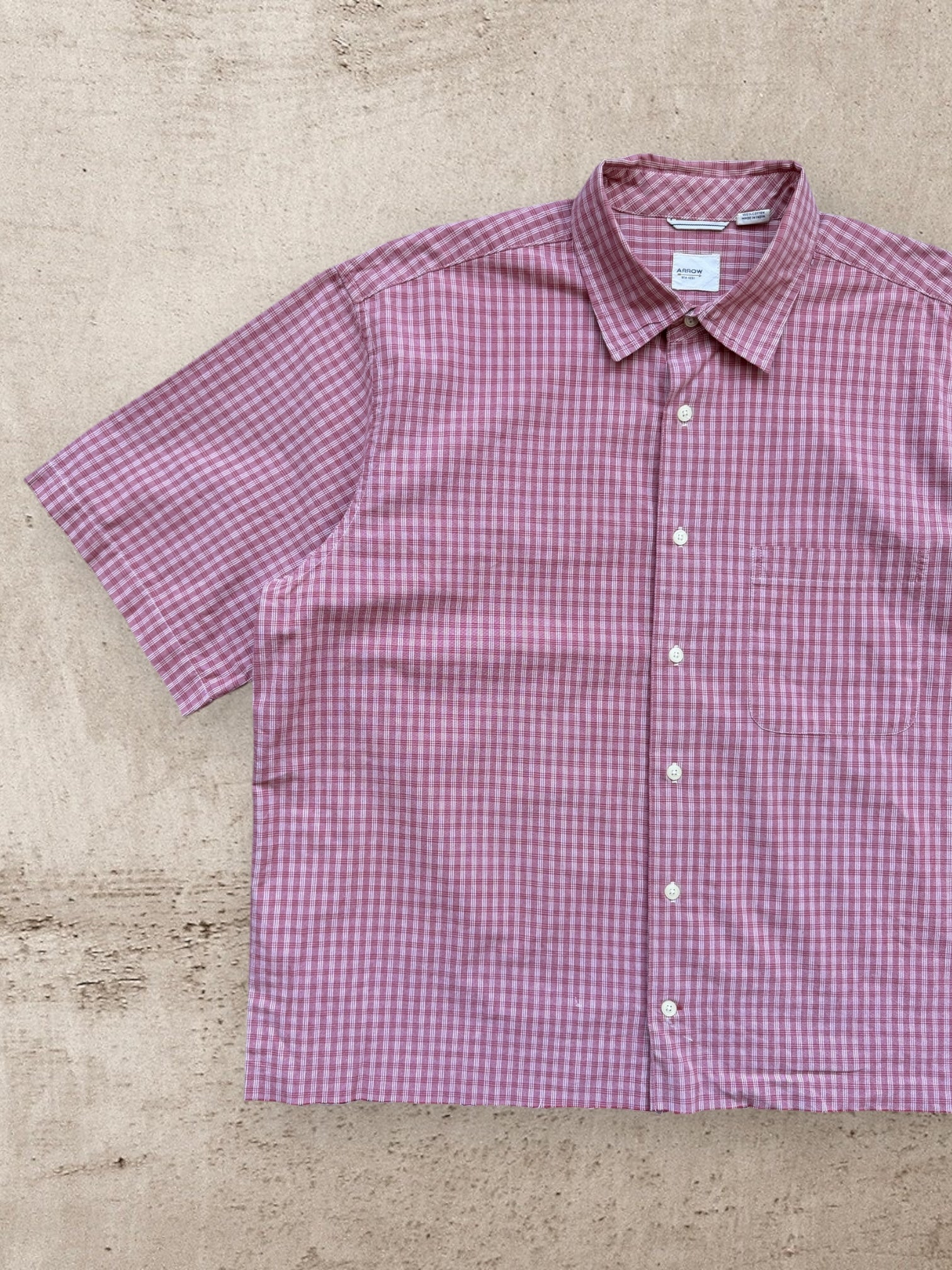 00s Arrow Cropped Plaid Button Up Shirt - XXL