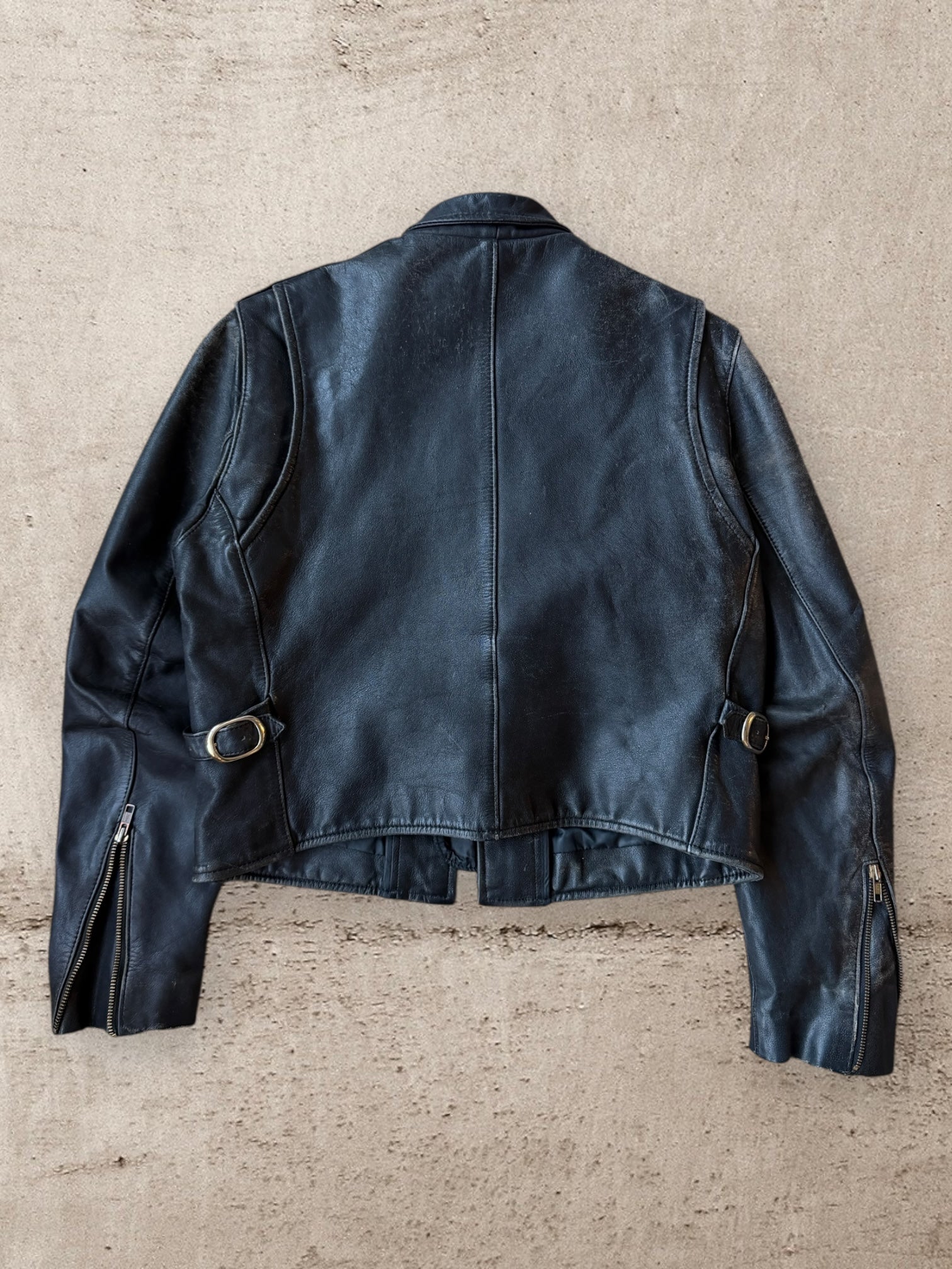 70s/80s Berman’s Zip Up Multi-Pocket Moto Leather Jacket - Small