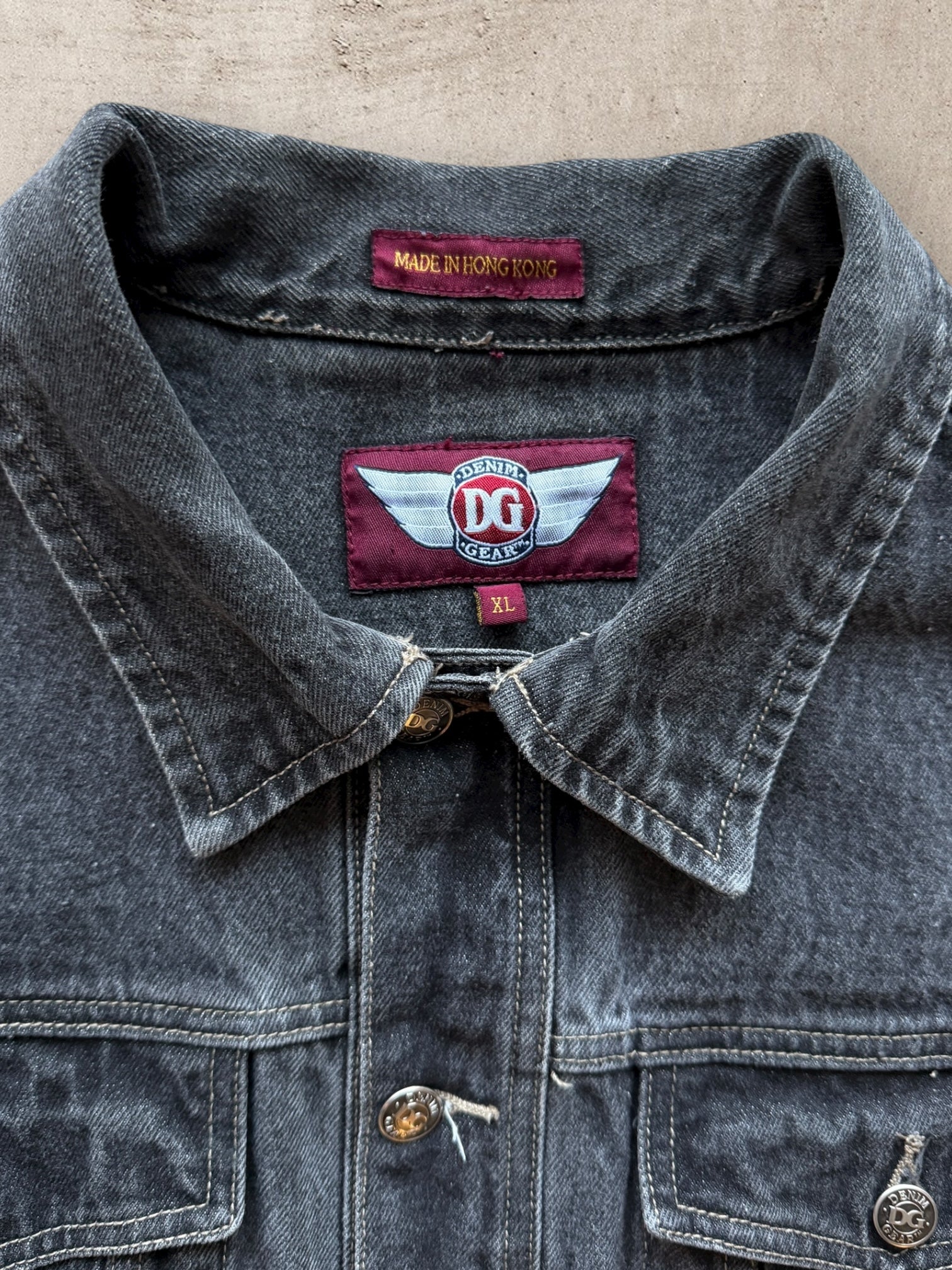 90s DG Black Denim Jacket - XL