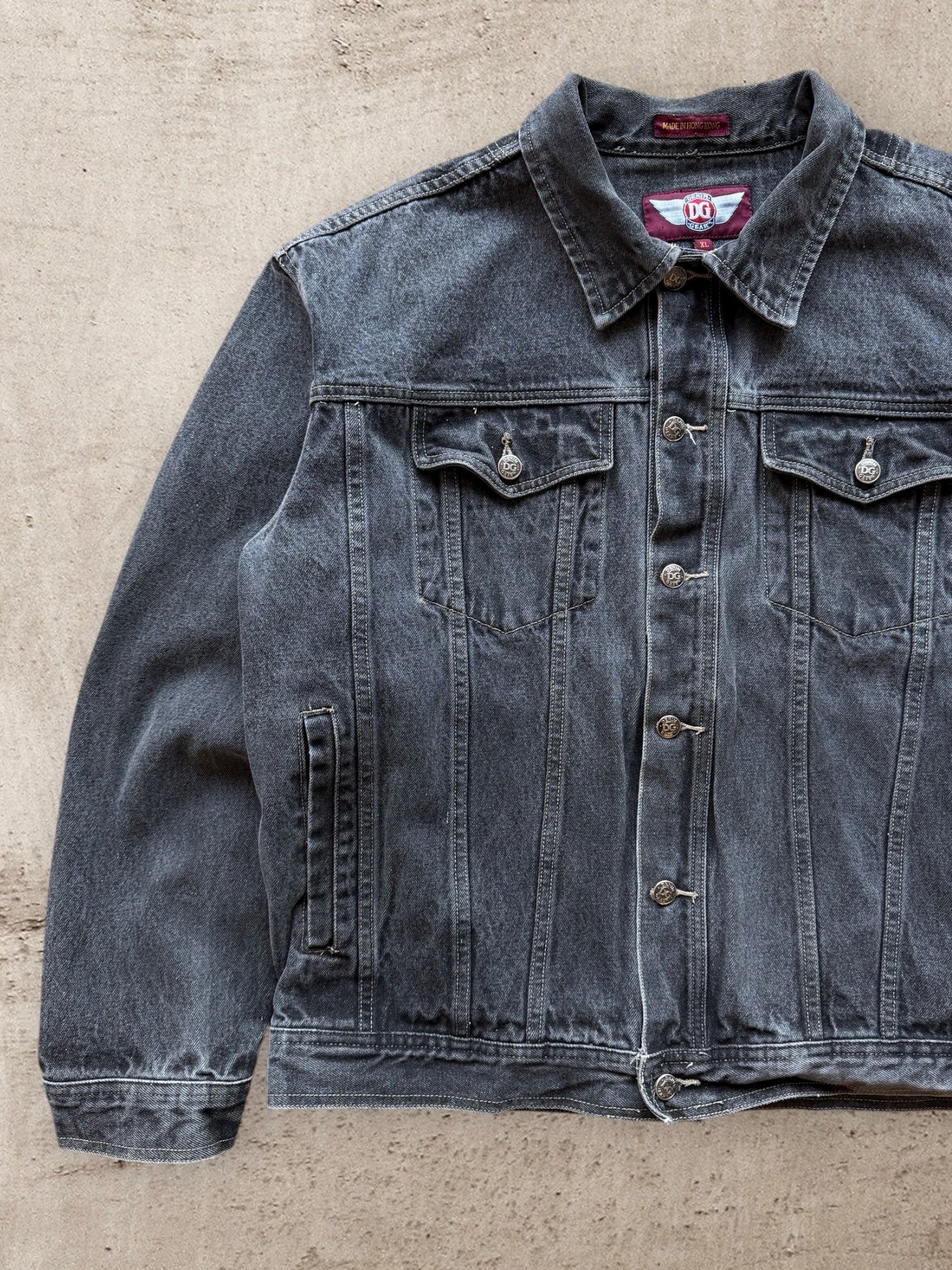 90s DG Black Denim Jacket - XL