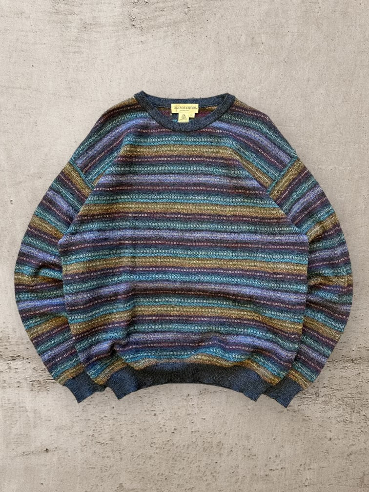 90s Tricot St. Raphael Striped Wool Sweater - XL