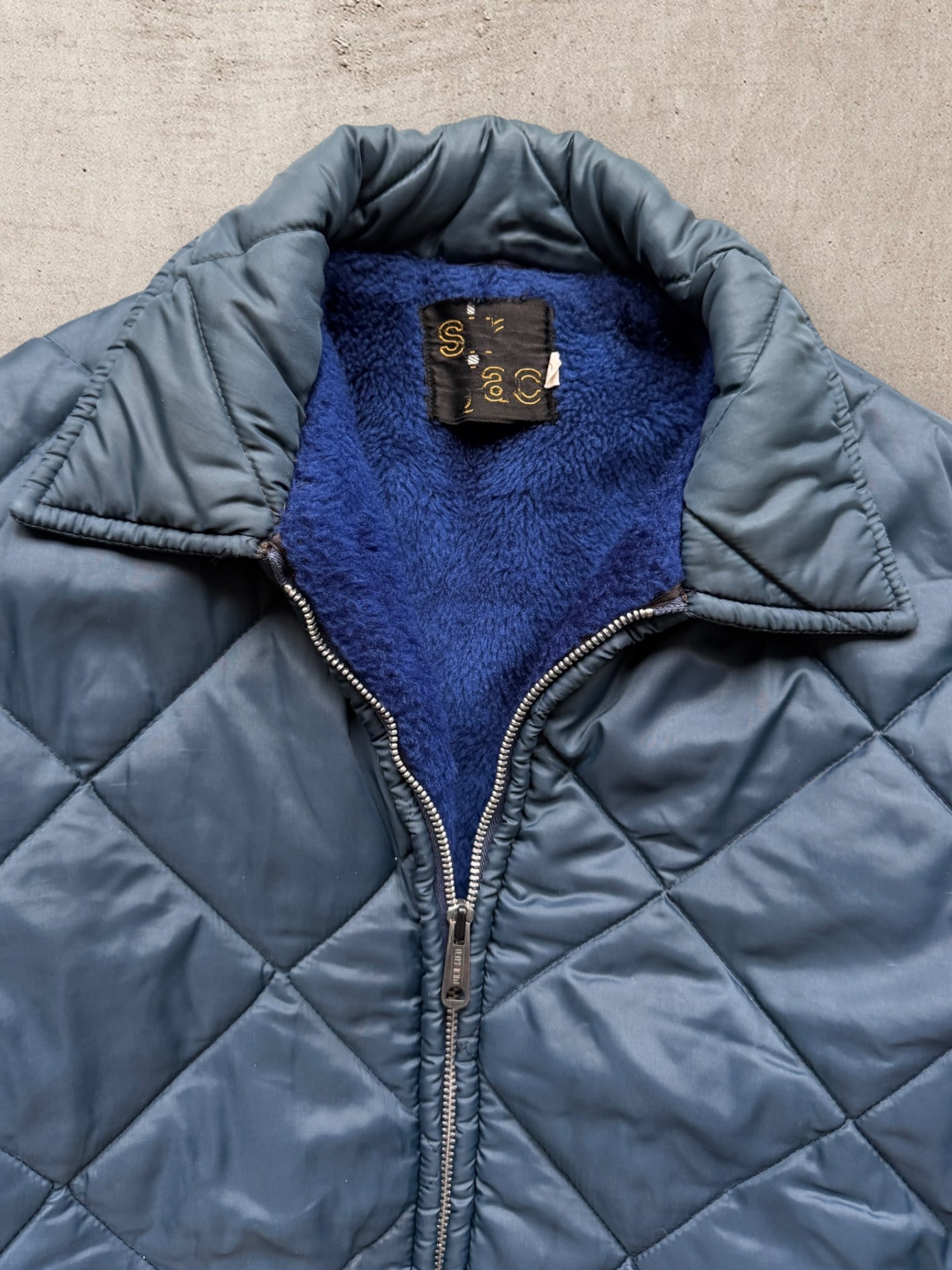 70s Fur Lined Quilted Jacket - Large