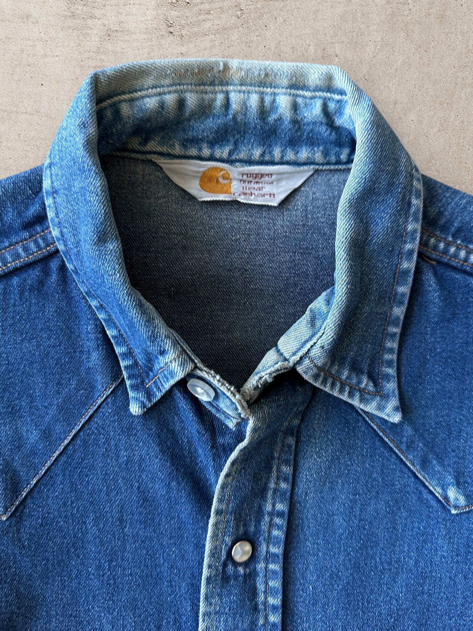 80s Carhartt Denim Pearl Snap Shirt - XL