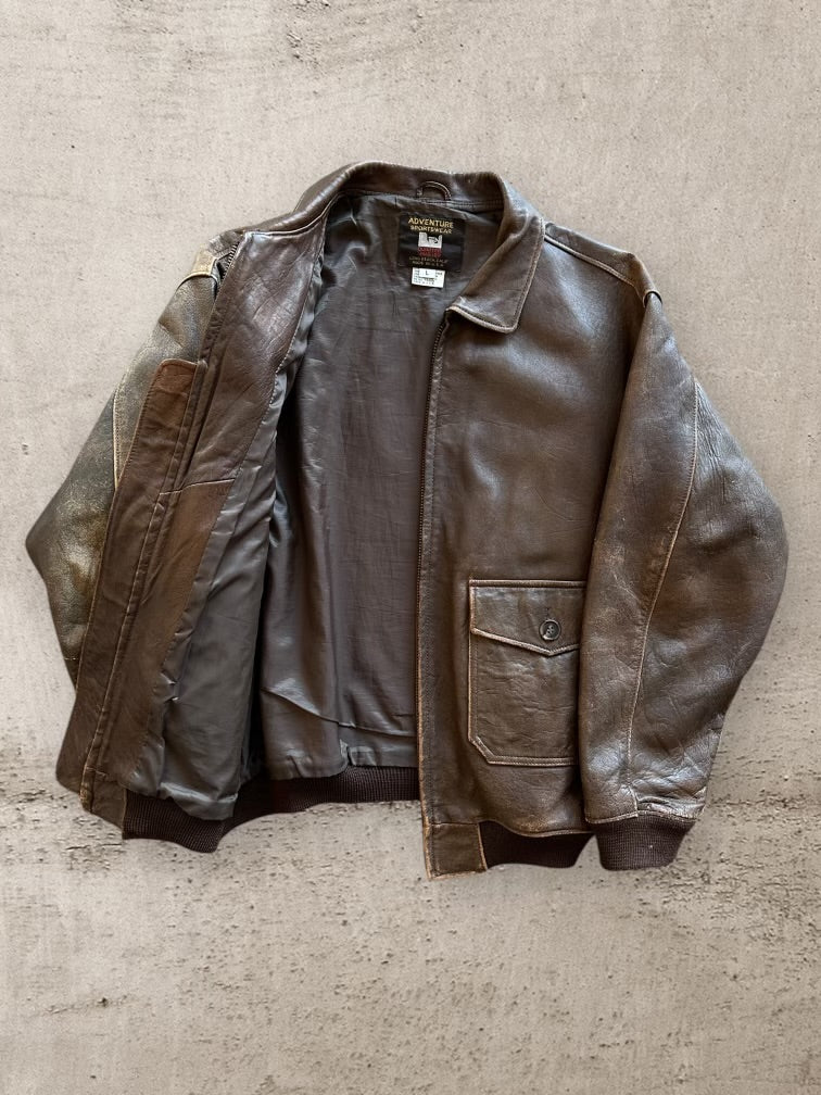 80s Quarter Master Bomber Leather Jacket - Medium