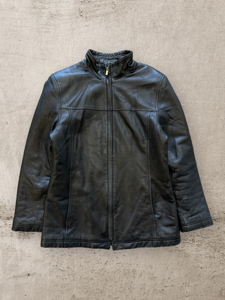 00s Bernard’s Slim Black Leather Jacket - Medium