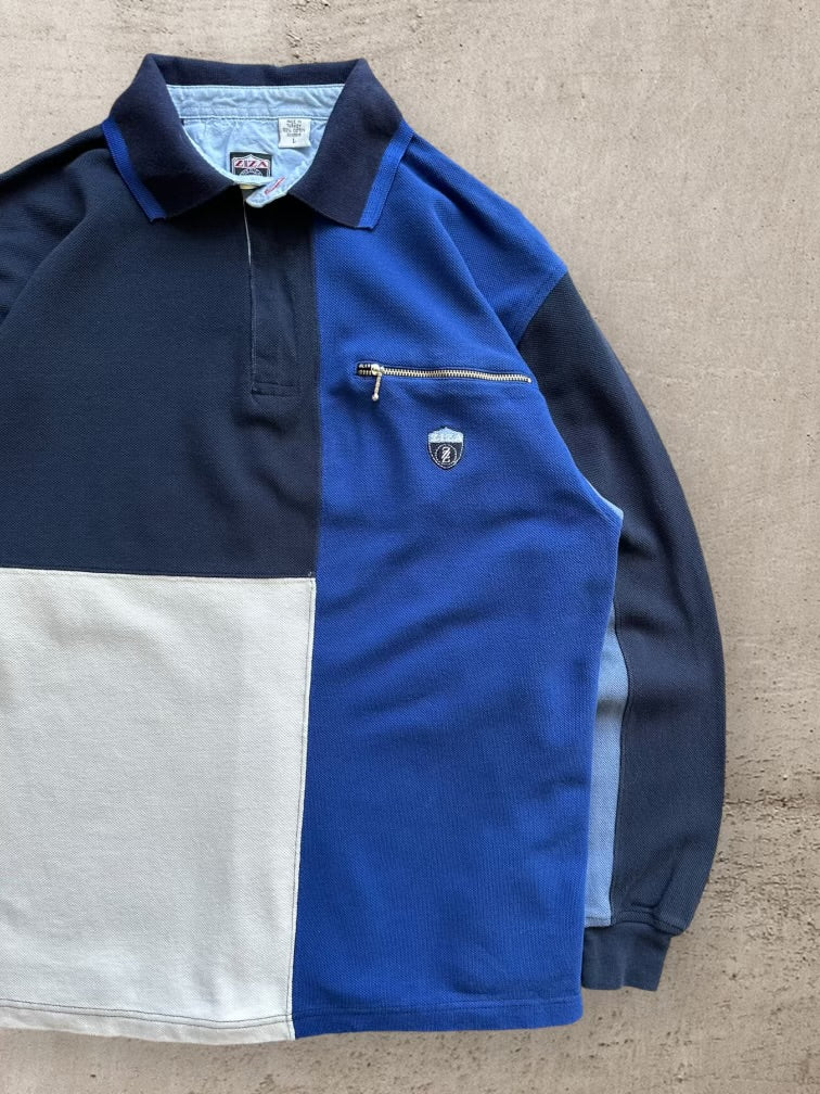 90s Ziza Color Block Polo Shirt - Large