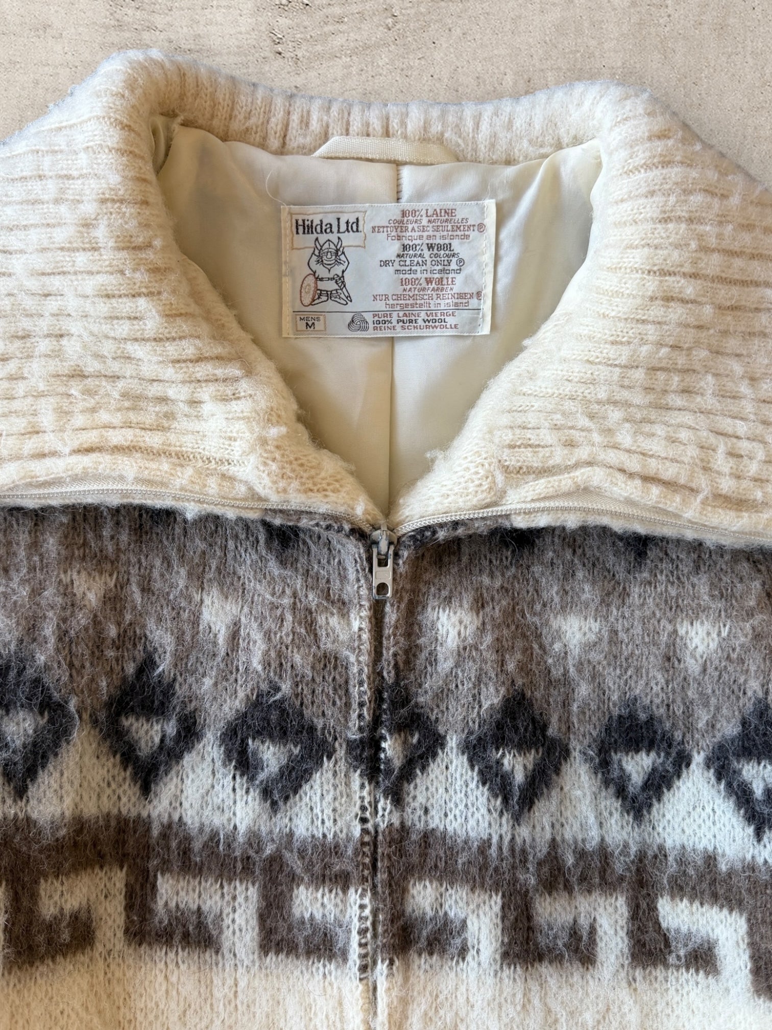 70s Hilda Ltd. Iceland Laine Wool Zip Up Sweater - Large