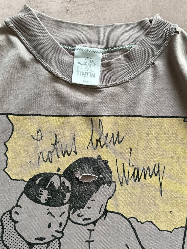 90s Tin Tin Distressed Graphic T-Shirt - XL