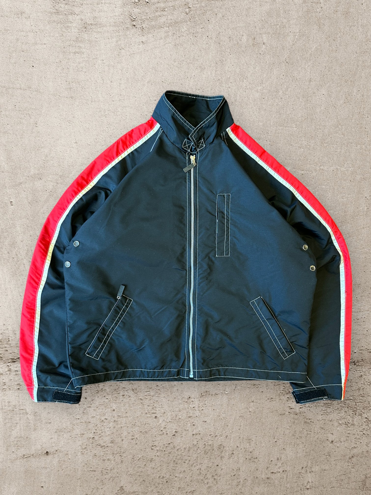 90s Marlboro Cigarettes Nylon Striped Harrington Jacket - Large