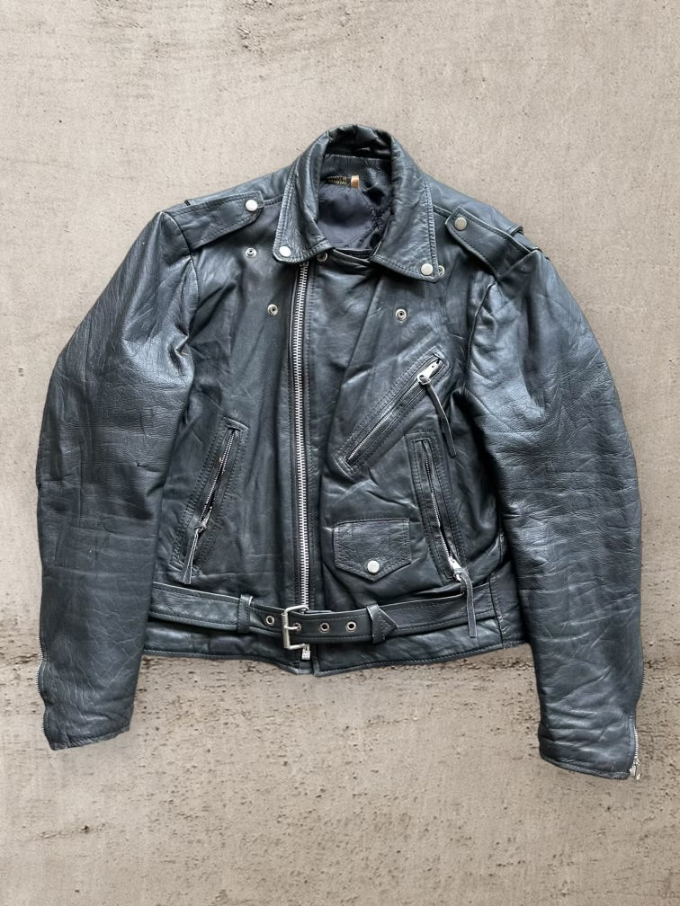 80s Biker Leather Jacket - Small