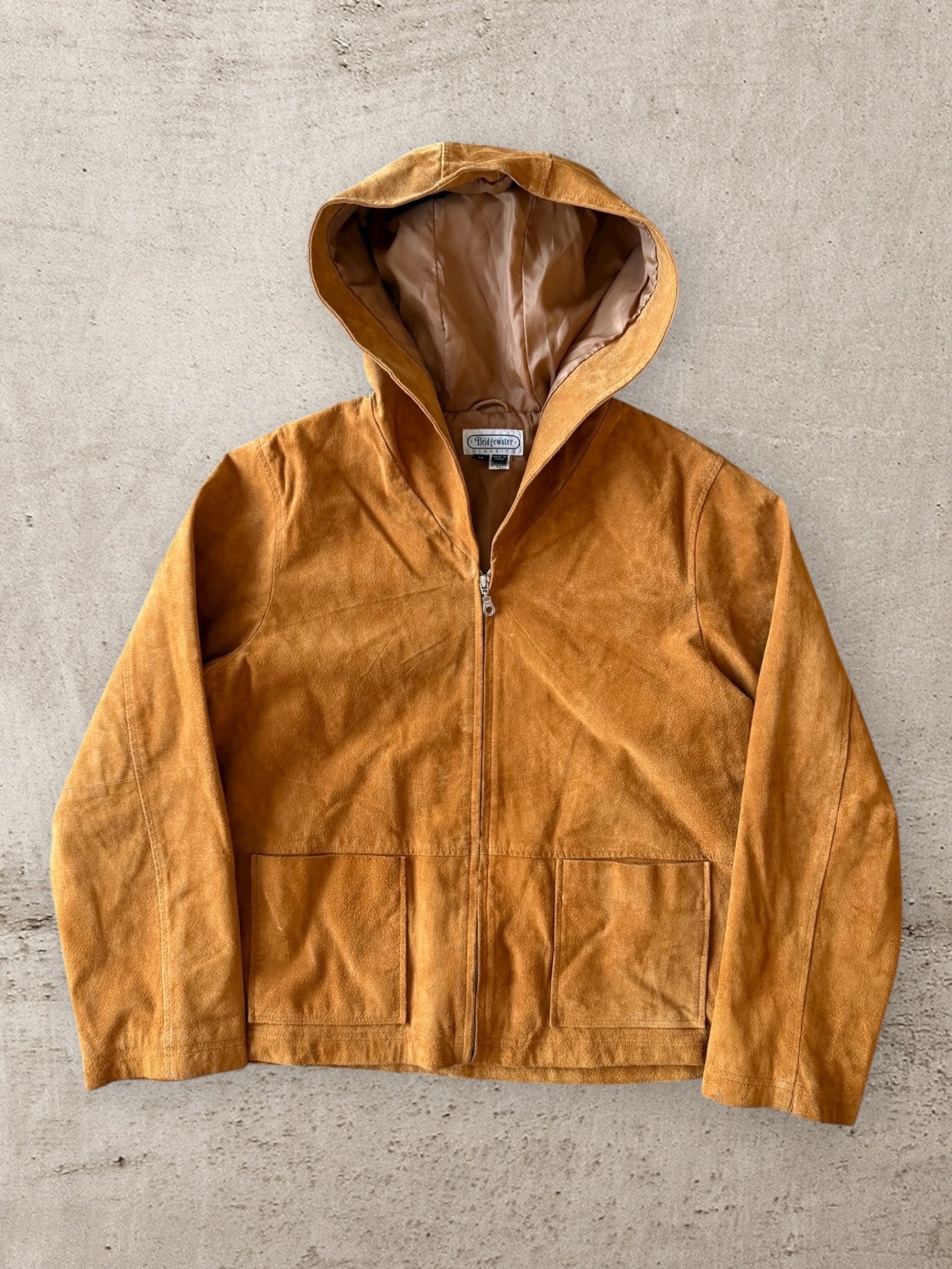 90s Bridgewater Classic Hooded Leather Jacket - Medium