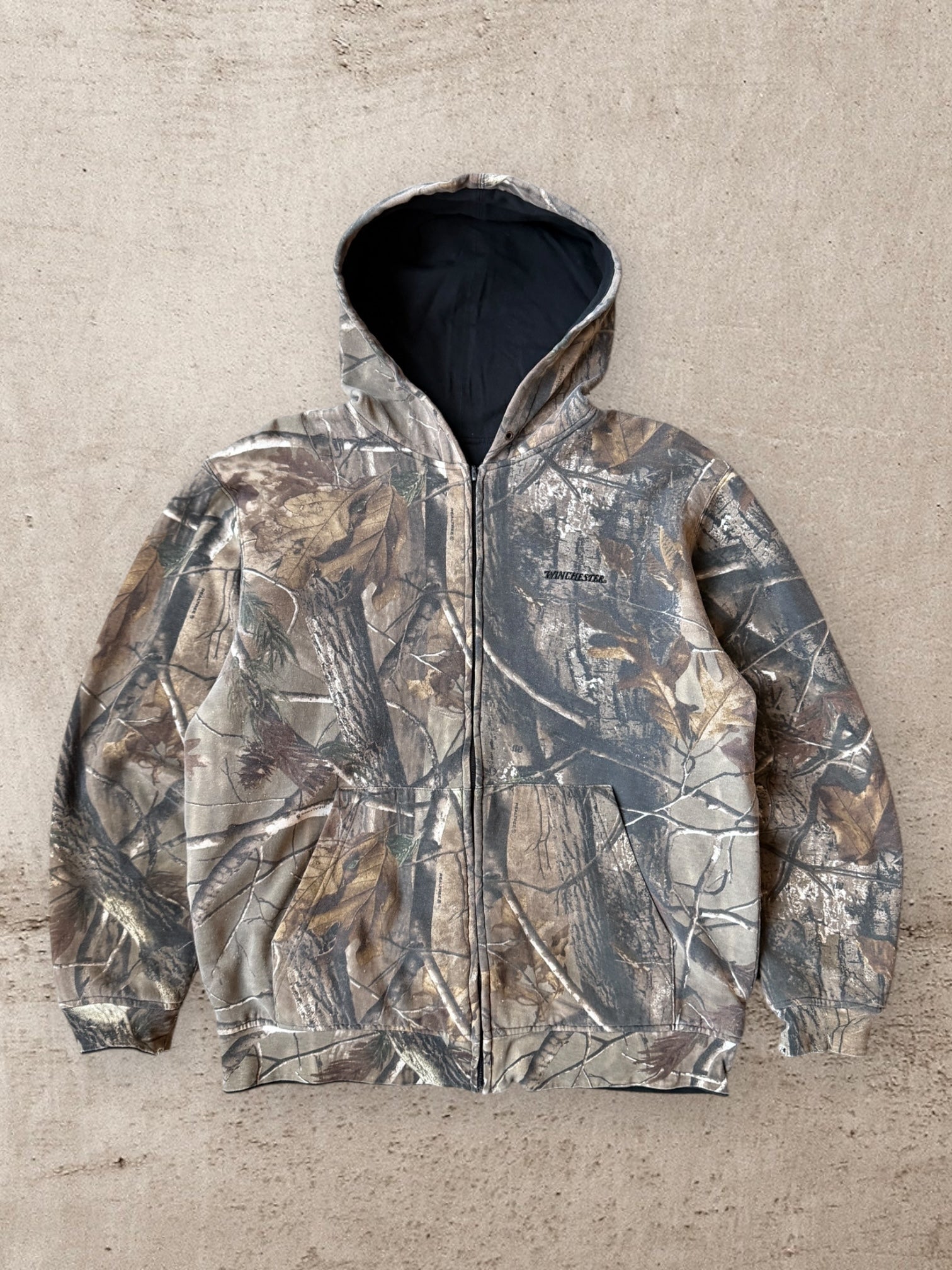 90s Winchester Real Tree Camouflage Full Zip Hoodie - XL