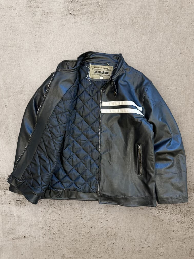 00s Machine Striped Moto Leather Jacket - XL