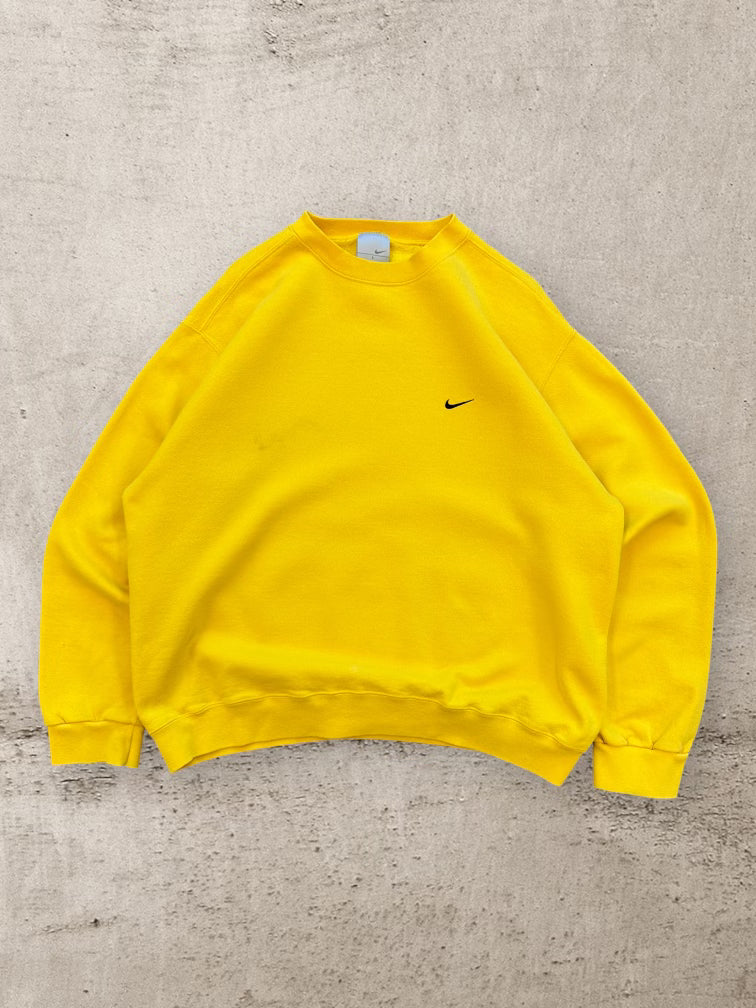 00s Nike Yellow Mini Swoosh Crewneck - Large