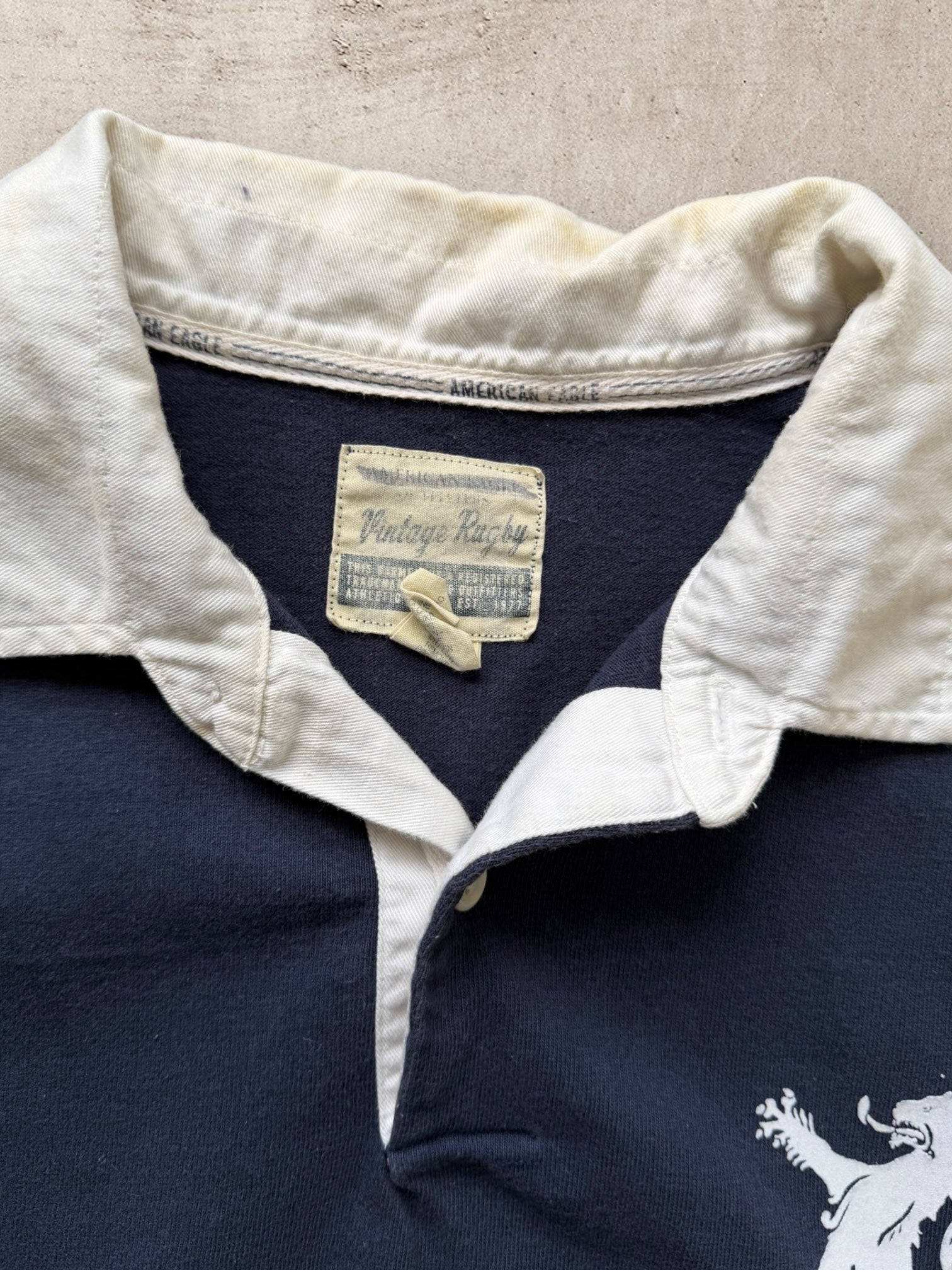 00s American Eagle Striped Polo Shirt - XL