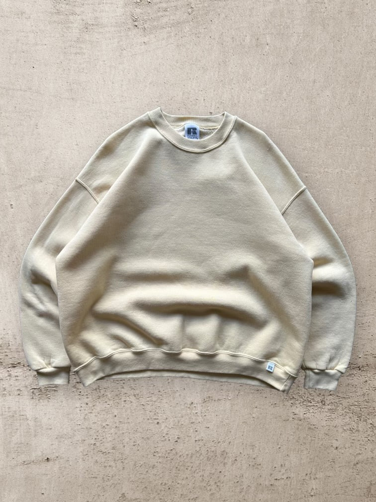 00s Russell Athletic Pale Yellow Crewneck - Large
