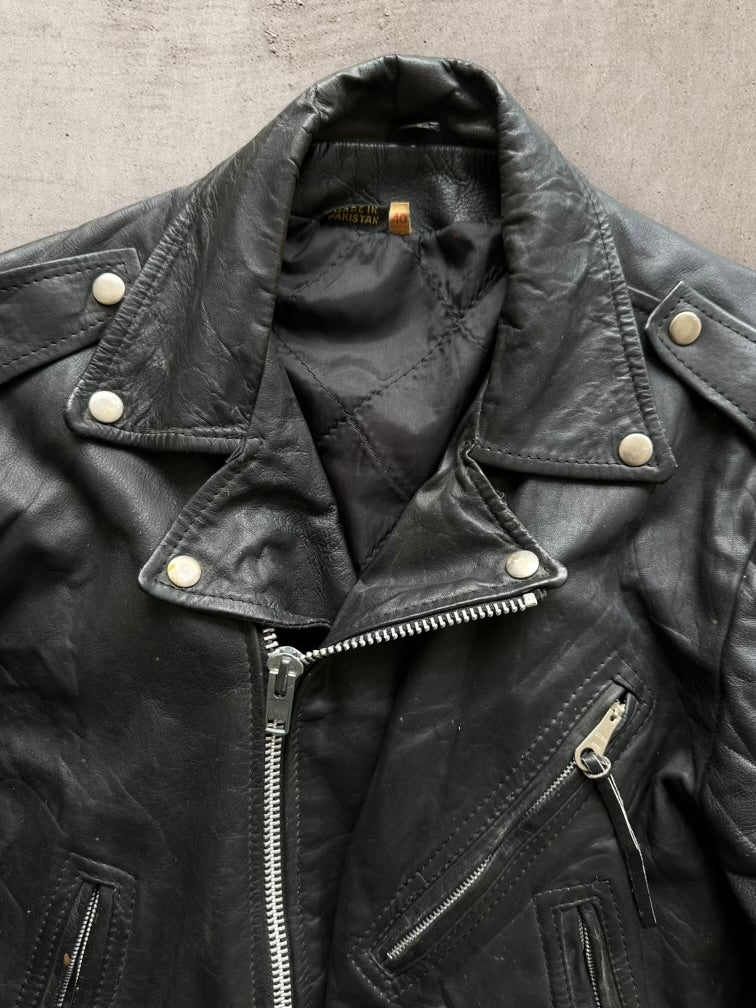 80s Biker Leather Jacket - Small