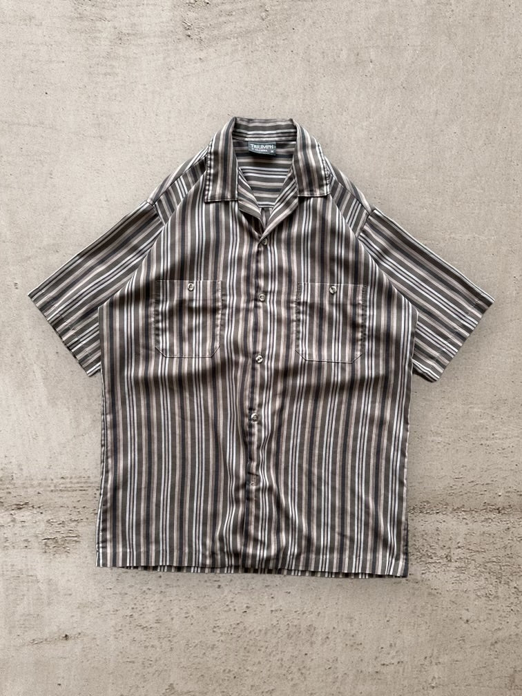 90s Triumph Striped Button Up Shirt - Medium