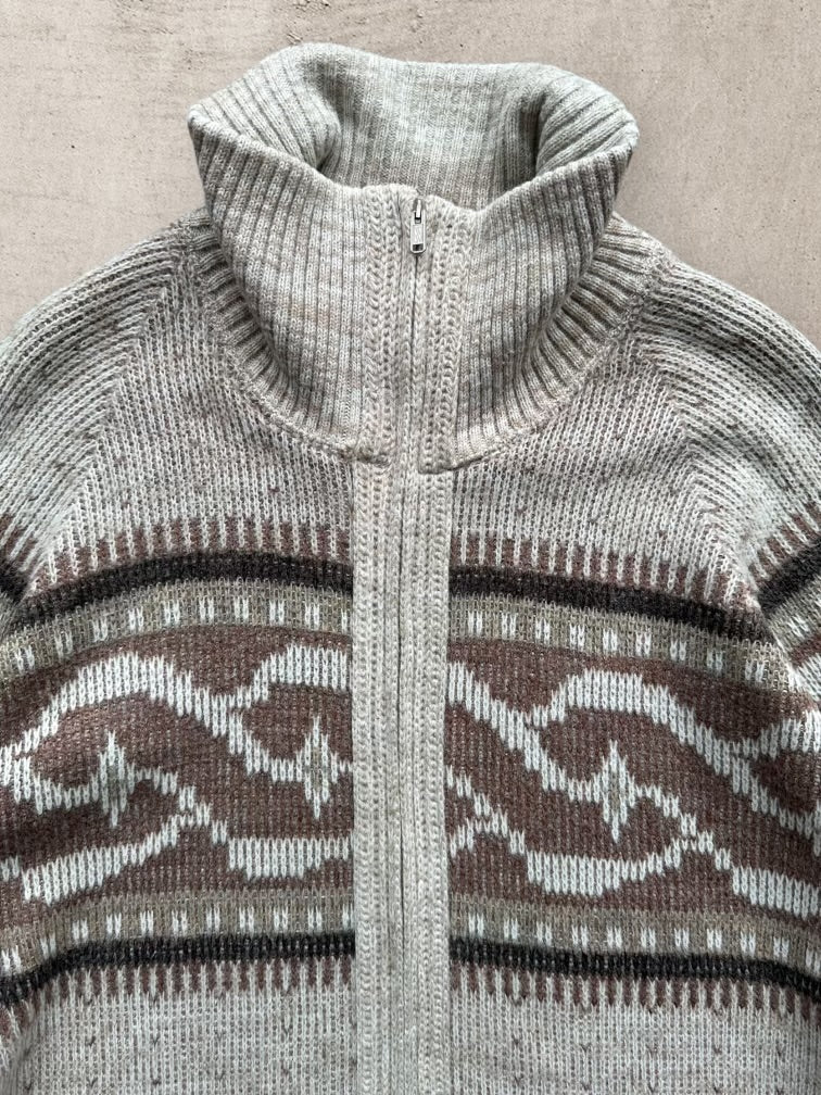 80s Multicolor Full Zip Sweater - Large
