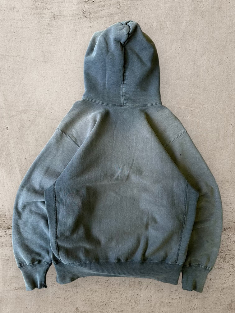 90s Champion Faded Black Reverse Weave Hoodie - Large