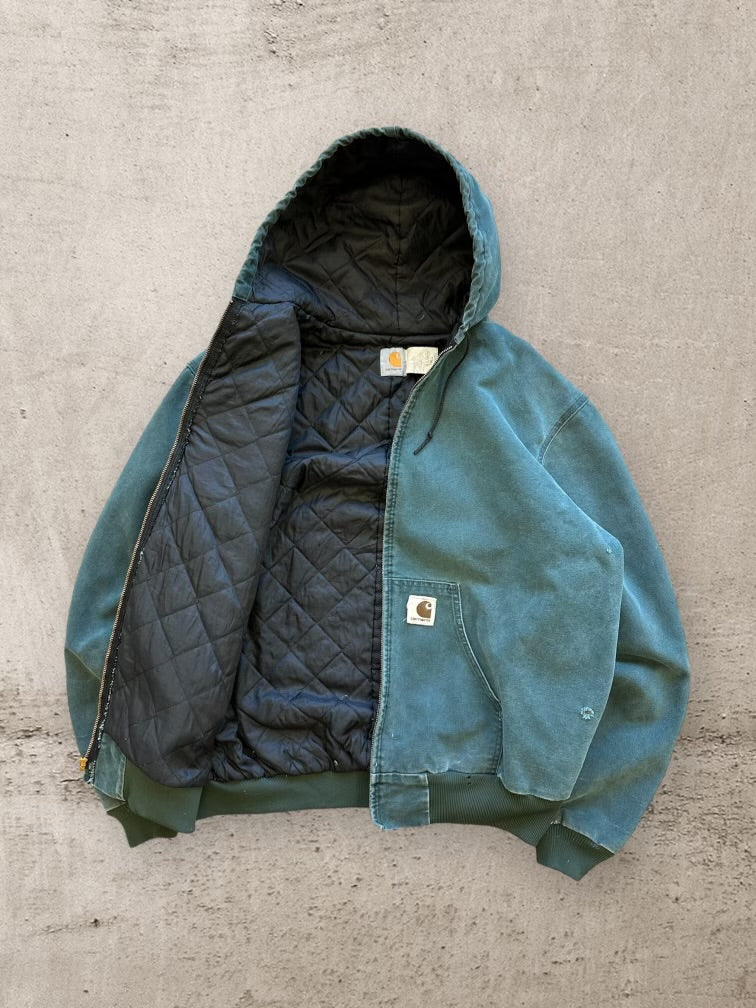 90年代 カーハート グリーン フード付きジャケット - XXL