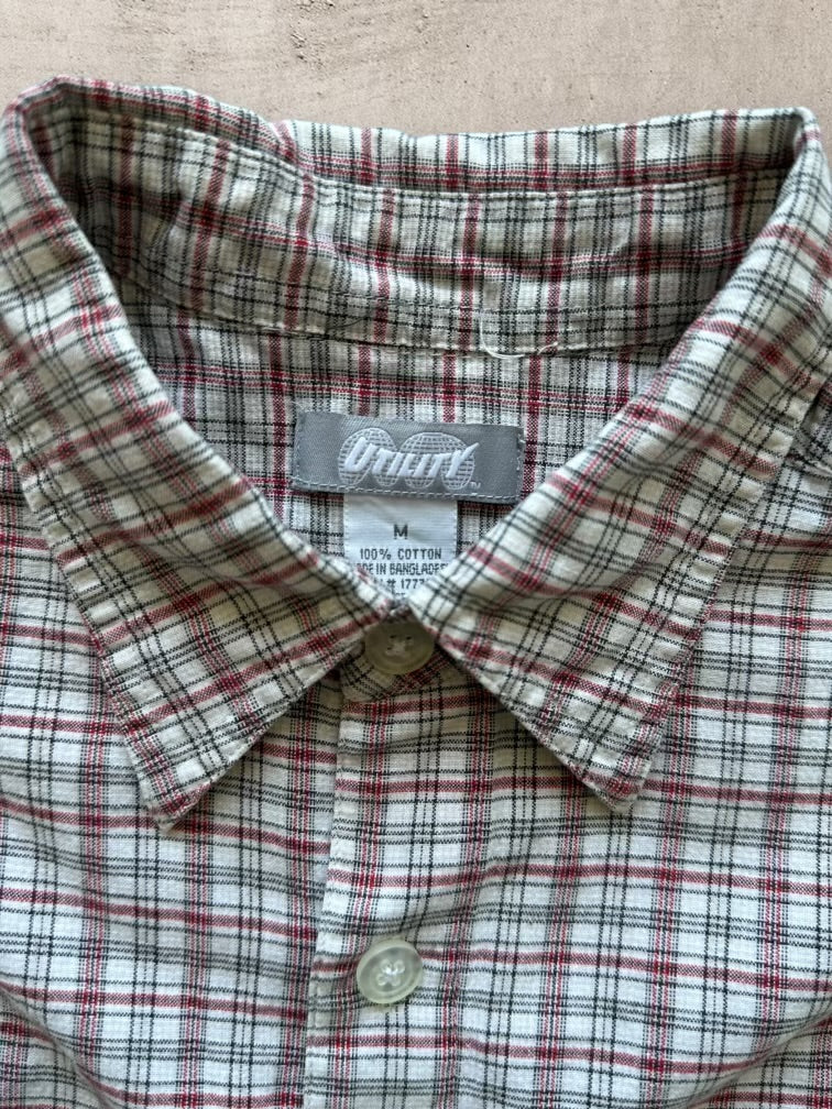 00s Utility Plaid Cropped Button Up Shirt - Large