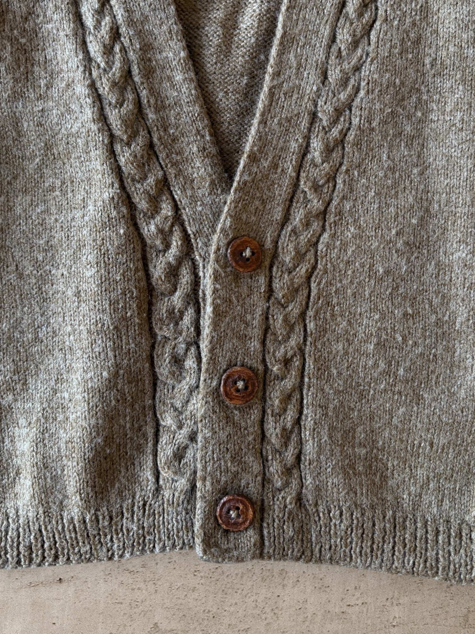 70s Wool Knitted Cardigan - Large