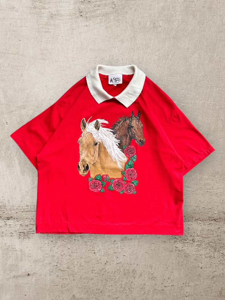 90s Horse Collared Graphic Shirt - XL