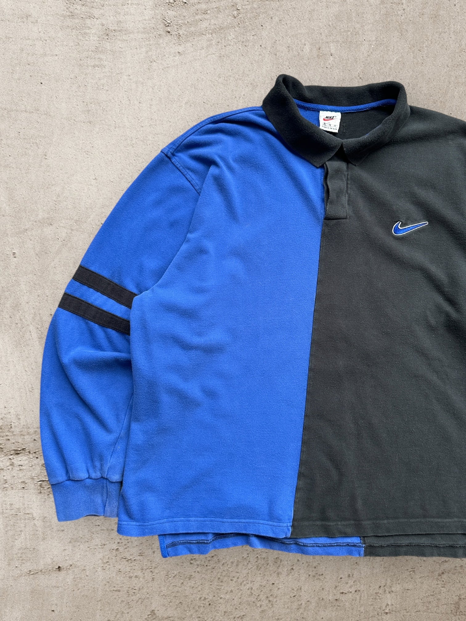 90s Nike Color Block L/S Polo Shirt - XL