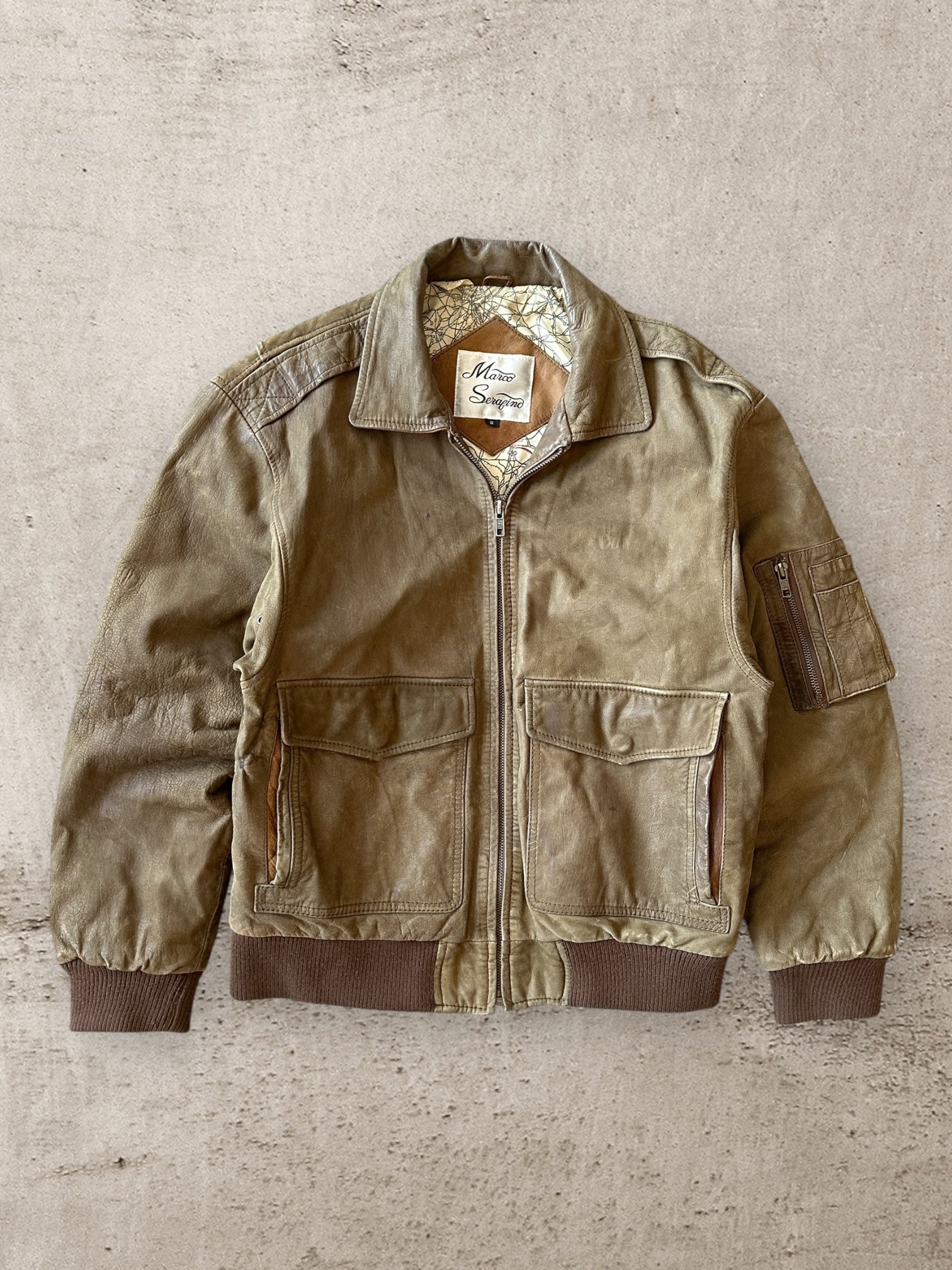 80s/90s Marco Seragino Bomber Leather Jacket - Small