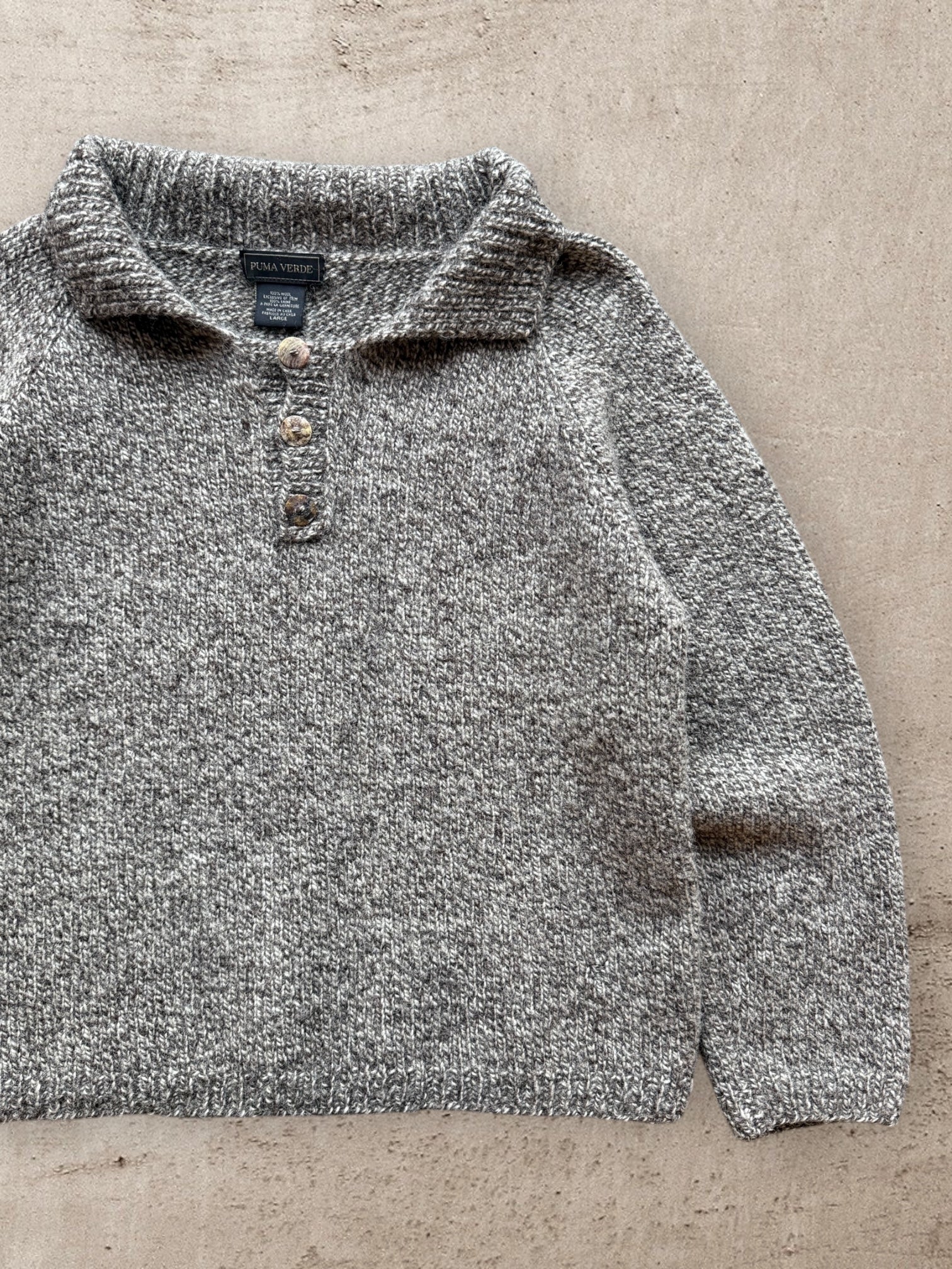 00s Puma Verde Wool Polo Sweater - Large