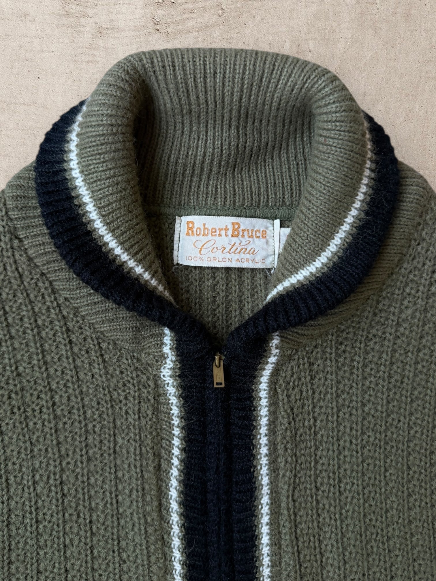 70s Robert Bruce Striped Shawl Knit Sweater - Medium